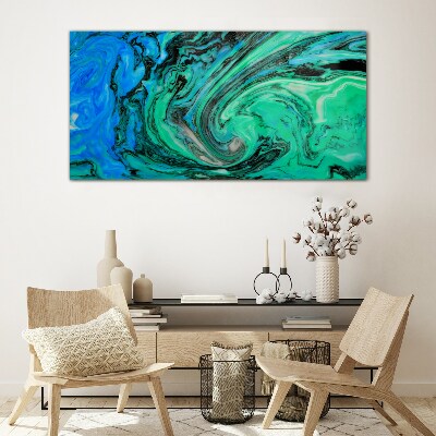 Swirling shades of blue and green Glass Print