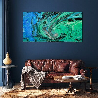 Swirling shades of blue and green Glass Print