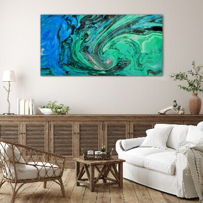 Swirling shades of blue and green Glass Print