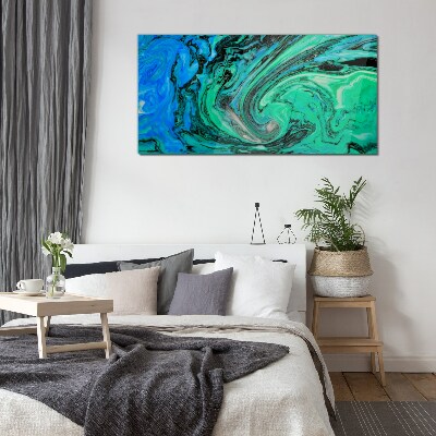 Swirling shades of blue and green Glass Print