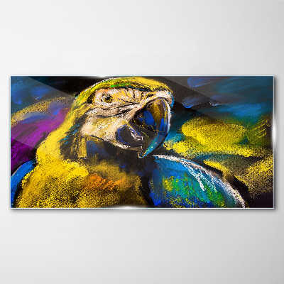 Colorful portrait of a parrot Glass Wall Art