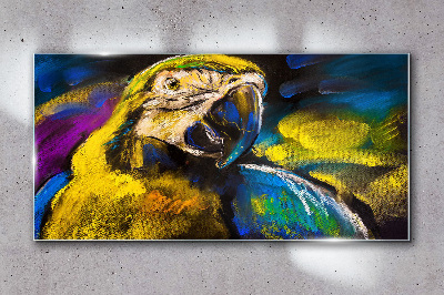 Colorful portrait of a parrot Glass Wall Art