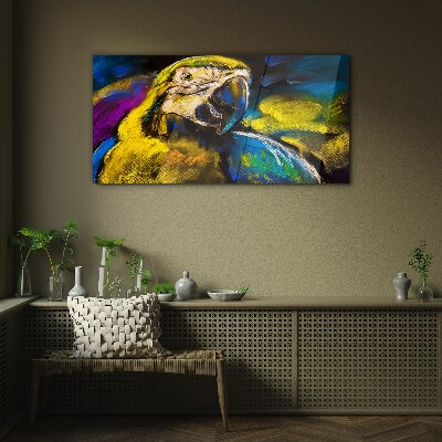 Colorful portrait of a parrot Glass Wall Art
