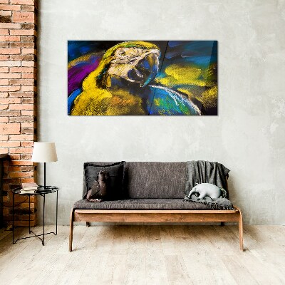 Colorful portrait of a parrot Glass Wall Art