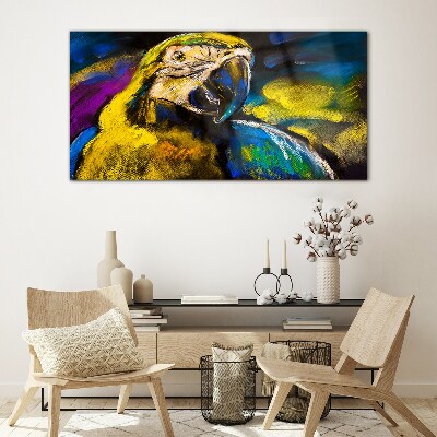 Colorful portrait of a parrot Glass Wall Art