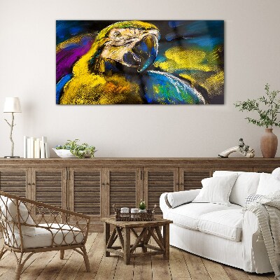 Colorful portrait of a parrot Glass Wall Art