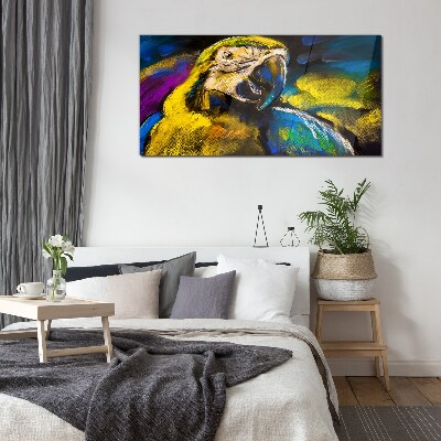 Colorful portrait of a parrot Glass Wall Art