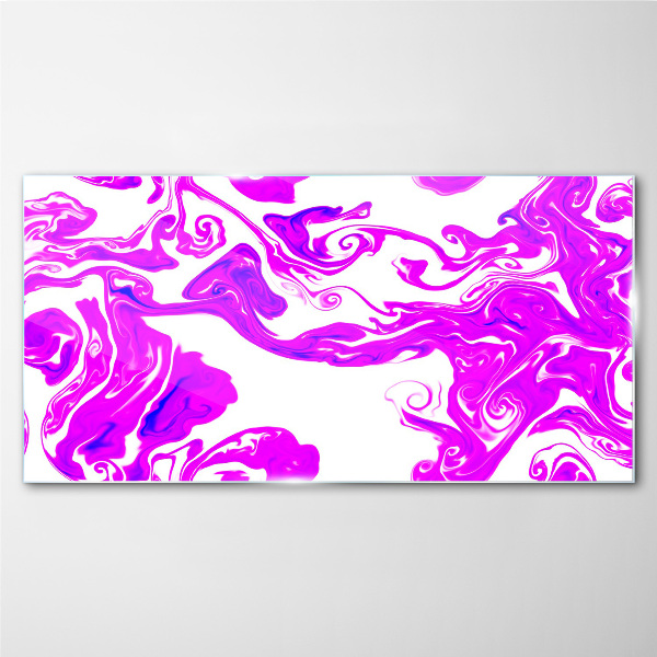 Purple swirls on white background Glass Print