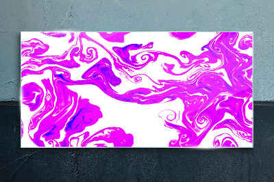 Purple swirls on white background Glass Print