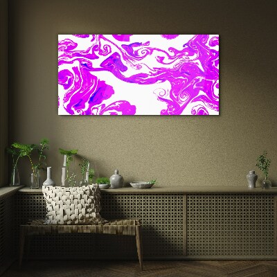 Purple swirls on white background Glass Print