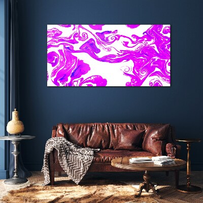 Purple swirls on white background Glass Print