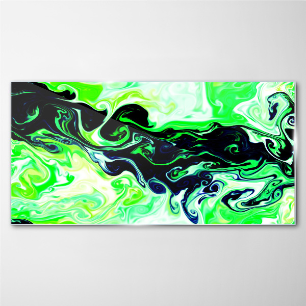 Green swirls of abstraction Glass Print