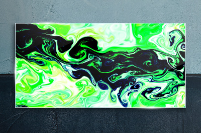 Green swirls of abstraction Glass Print