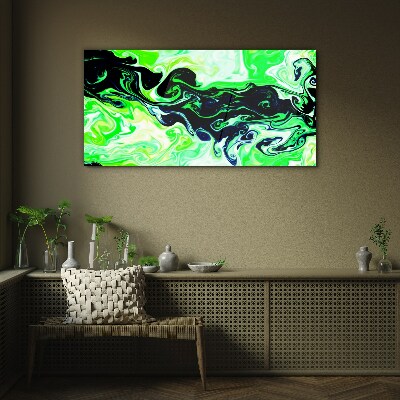 Green swirls of abstraction Glass Print