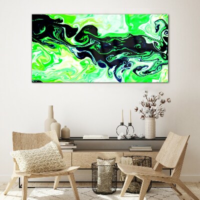 Green swirls of abstraction Glass Print