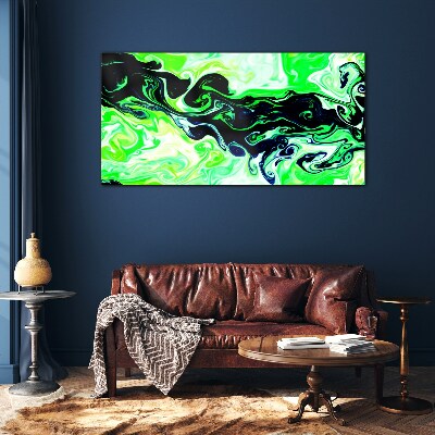 Green swirls of abstraction Glass Print