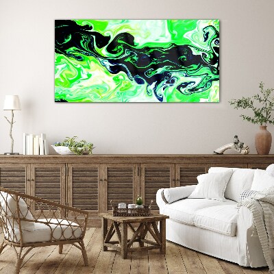 Green swirls of abstraction Glass Print
