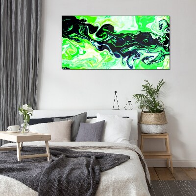 Green swirls of abstraction Glass Print