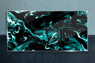 Green and black abstract swirls Glass Print