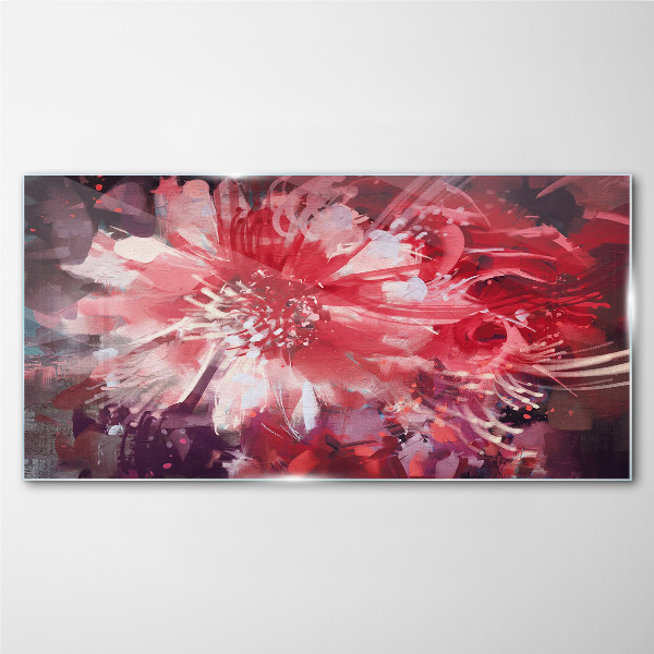 Purple Flowers in Abstract Style Glass Wall Art