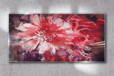Purple Flowers in Abstract Style Glass Wall Art