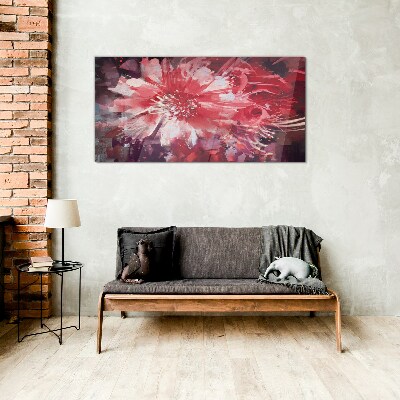 Purple Flowers in Abstract Style Glass Wall Art