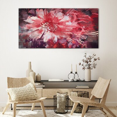 Purple Flowers in Abstract Style Glass Wall Art