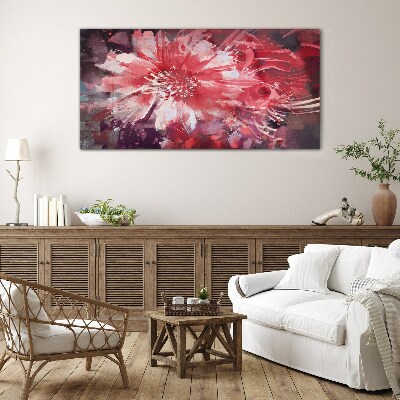 Purple Flowers in Abstract Style Glass Wall Art
