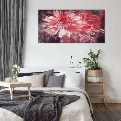 Purple Flowers in Abstract Style Glass Wall Art