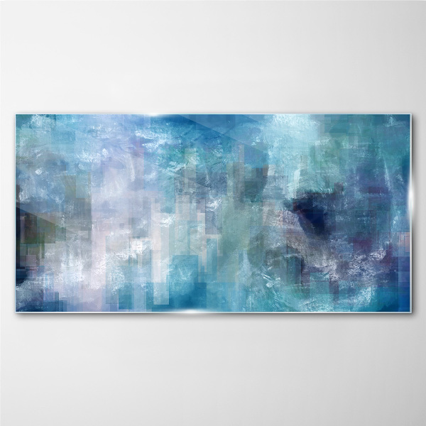 Abstract play of colors in blue tones Glass Print