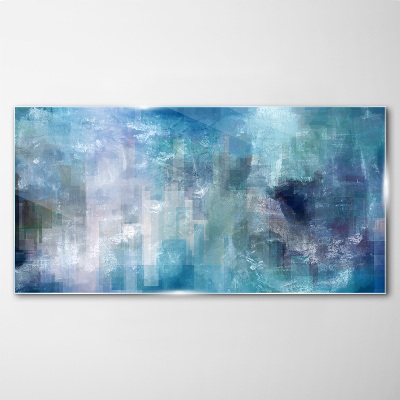 Abstract play of colors in blue tones Glass Print