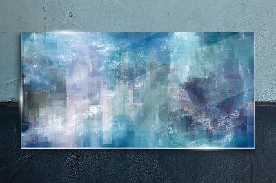 Abstract play of colors in blue tones Glass Print