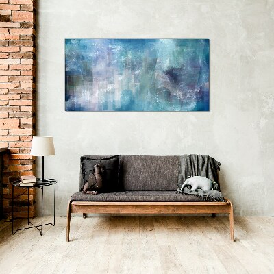 Abstract play of colors in blue tones Glass Print