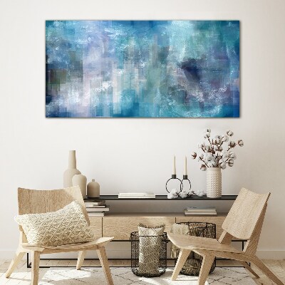 Abstract play of colors in blue tones Glass Print