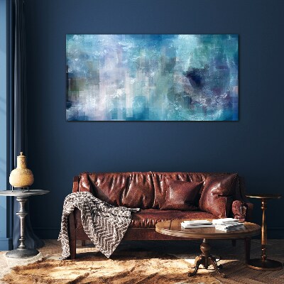Abstract play of colors in blue tones Glass Print