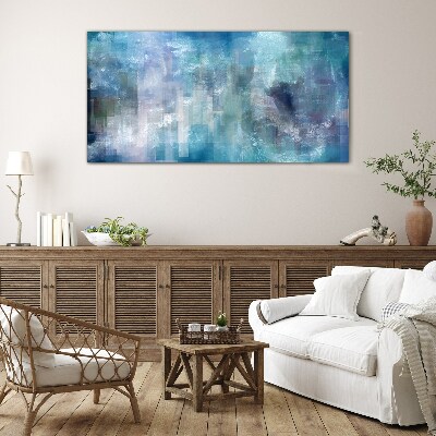 Abstract play of colors in blue tones Glass Print