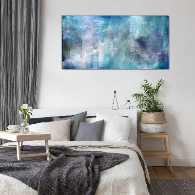 Abstract play of colors in blue tones Glass Print