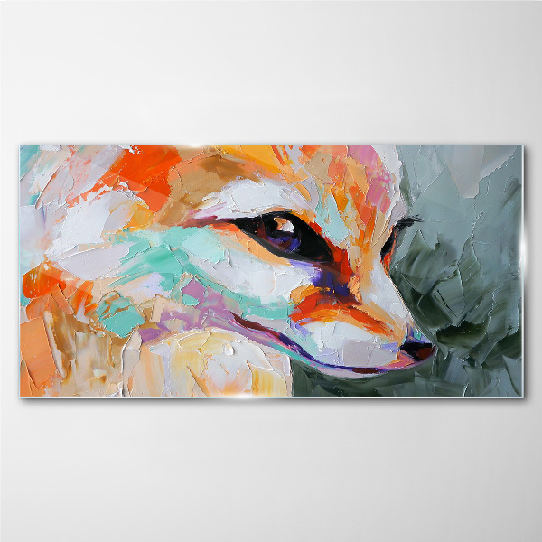 Colorful portrait of a fox Glass Print
