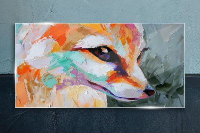 Colorful portrait of a fox Glass Print