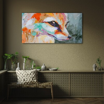 Colorful portrait of a fox Glass Print