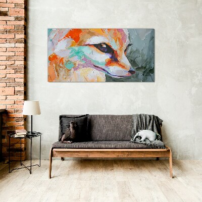 Colorful portrait of a fox Glass Print