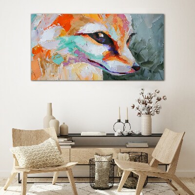 Colorful portrait of a fox Glass Print