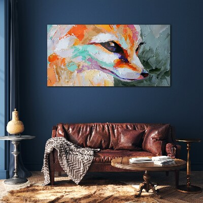 Colorful portrait of a fox Glass Print