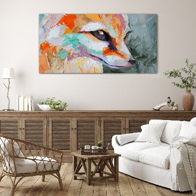 Colorful portrait of a fox Glass Print