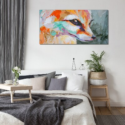 Colorful portrait of a fox Glass Print