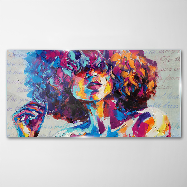 Colorful Portrait Expression Glass Print