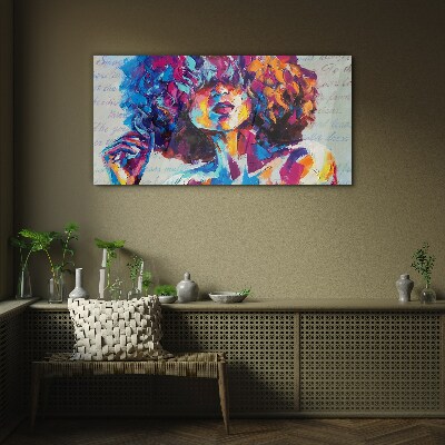 Colorful Portrait Expression Glass Print