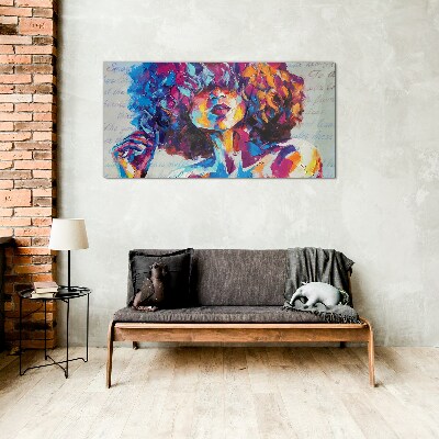 Colorful Portrait Expression Glass Print