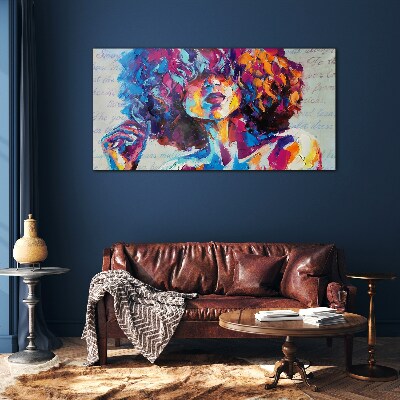 Colorful Portrait Expression Glass Print