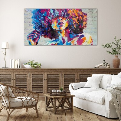 Colorful Portrait Expression Glass Print